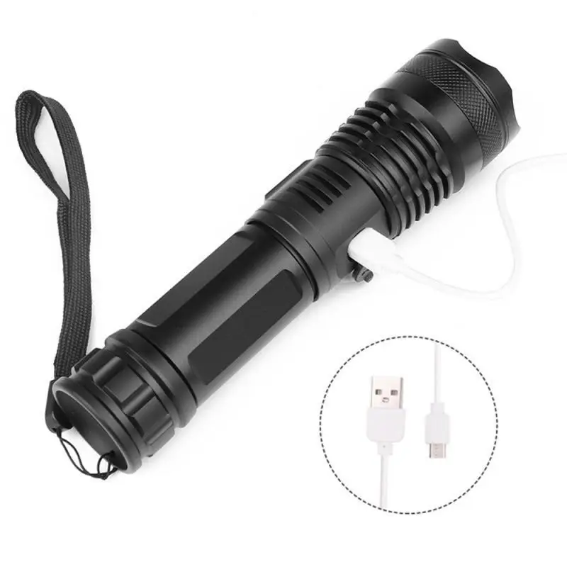 Светодиодный фонарик высокой мощности из алюминиевого сплава для охоты, кемпинга, велосипеда, мини-фонарик с USB зарядкой, водонепроницаемый Телескопический фонарь P50