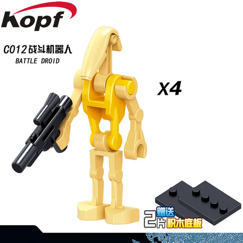 C012 4Pcs No Box Одна строительных блоков космический пилот-клон K-2SO робот битва дроид RO-GR куклы лучшая коллекция игрушек Детский подарок C031 - Цвет: C012 4Pcs No Box