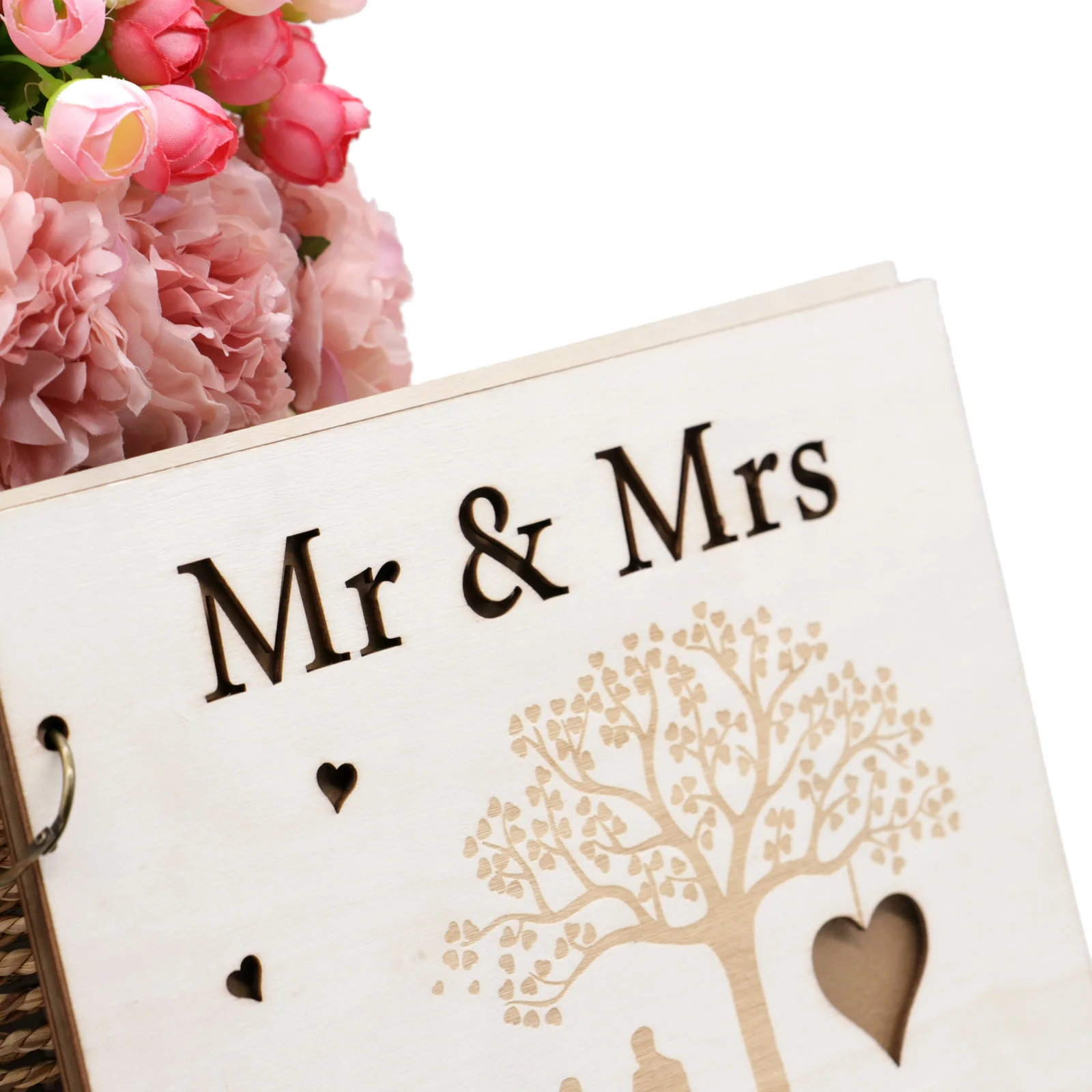 Персонализированные Mr Mrs свадьбы Гостевая книга цвета слоновой кости с гравировкой сердце, стилизованный подарок на свадьбу, DIY Фотоальбом для свадьбы, помолвки, подарок