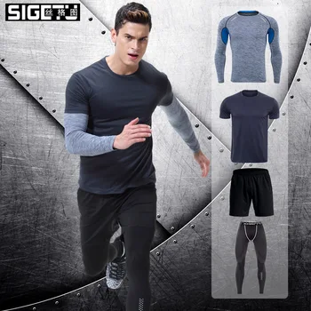 

Men's Compression Sportswear Suits Gym Tights Training Clothes Workout Jogging Sports Set Running Tracksuit Quick Dry Plus Size