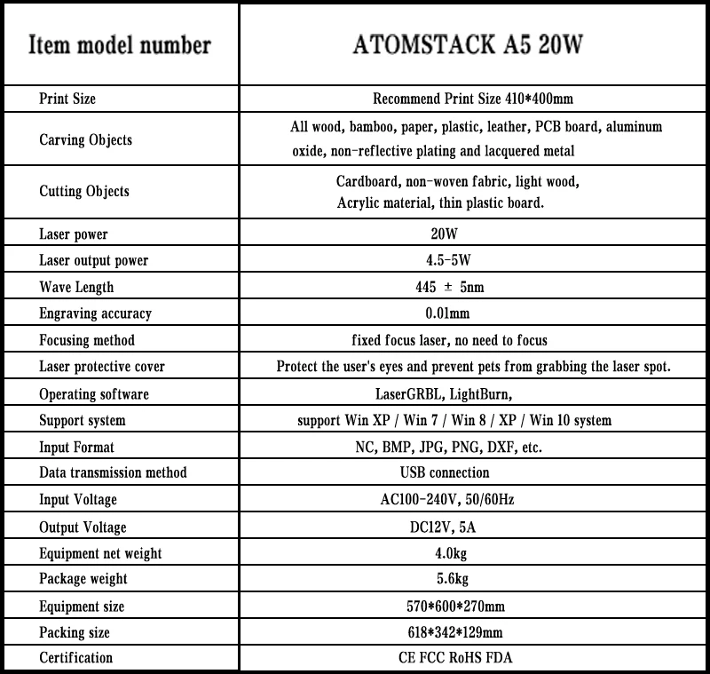 ATOMSTACK A5 20W Laser Engraver CNC 410*400mm Carving Area DIY Engraving Cutting Machine Upgraded Fixed-Focus Laser Wood Router creality 3d printer