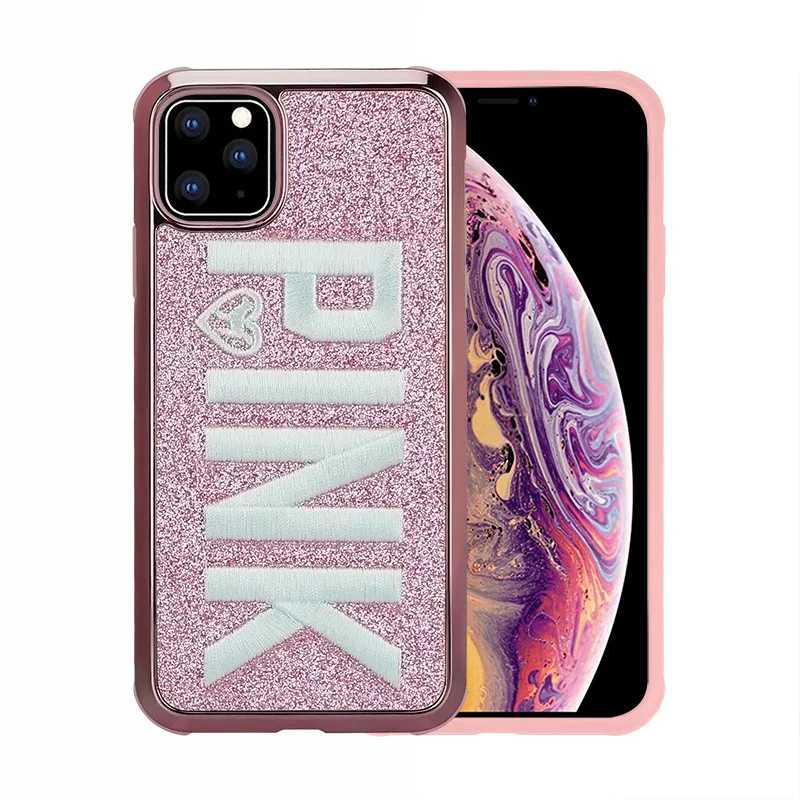 

High-grade embroidery PINK TEXT Cases For iphone 11 Pro Max XR X XS Max 6 6S 7 8 Plus Girl Cute Fashion Phone Case NEW Fashion