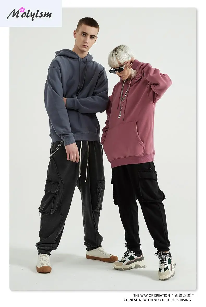 

Autumn And Winter New 350g Solid Thickened Plush 20 Color Oversize Hoodie Hoodies Sweatshirt Hoodie Men/Women