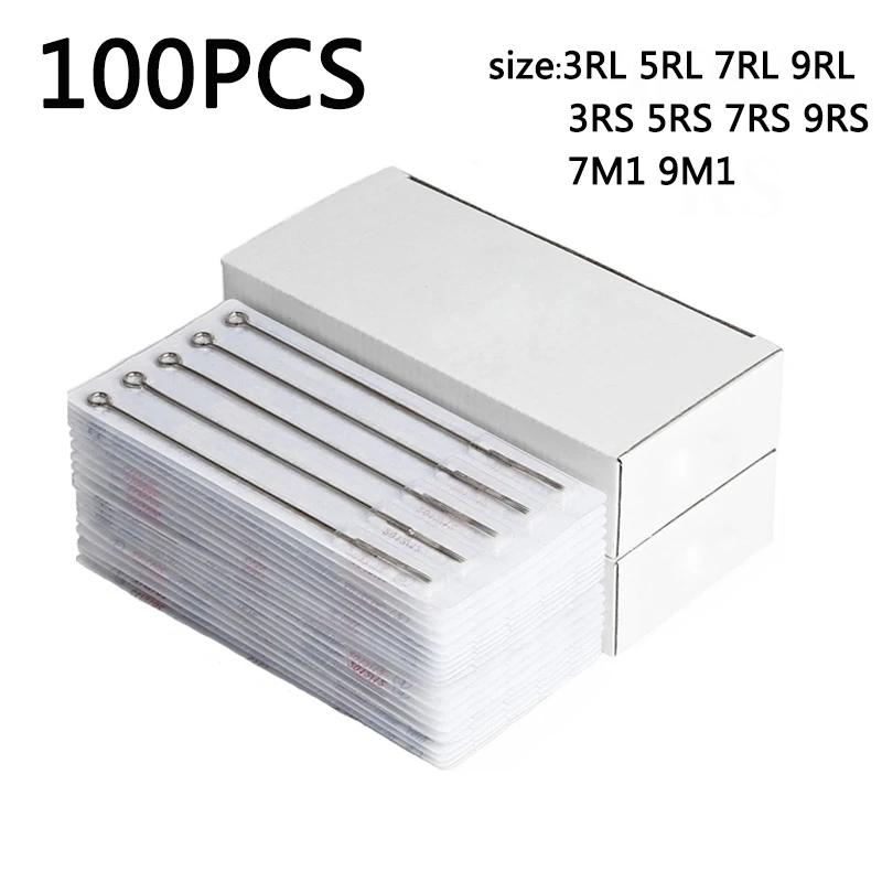 

100pcs Microblading Permanent Makeup Assorted Sterilized Tattoo Needles Mixed 10 Sizes 3RL 5RL 7RL 9RL 3RS 5RS 7RS 9RS 7M1 9M1