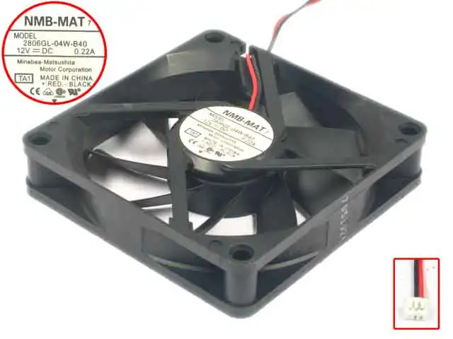 

NMB-MAT 2806GL-04W-B40 TA1 Server Cooling Fan DC 12V 0.22A 70x70x15mm 2-Wire