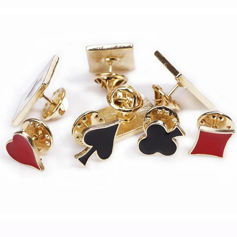 2021 New Playing Cards Metal Poker Set Spade Club Pins Enamel Brooch Jewelry Brooches For Women Lapel Pin Men Accessories