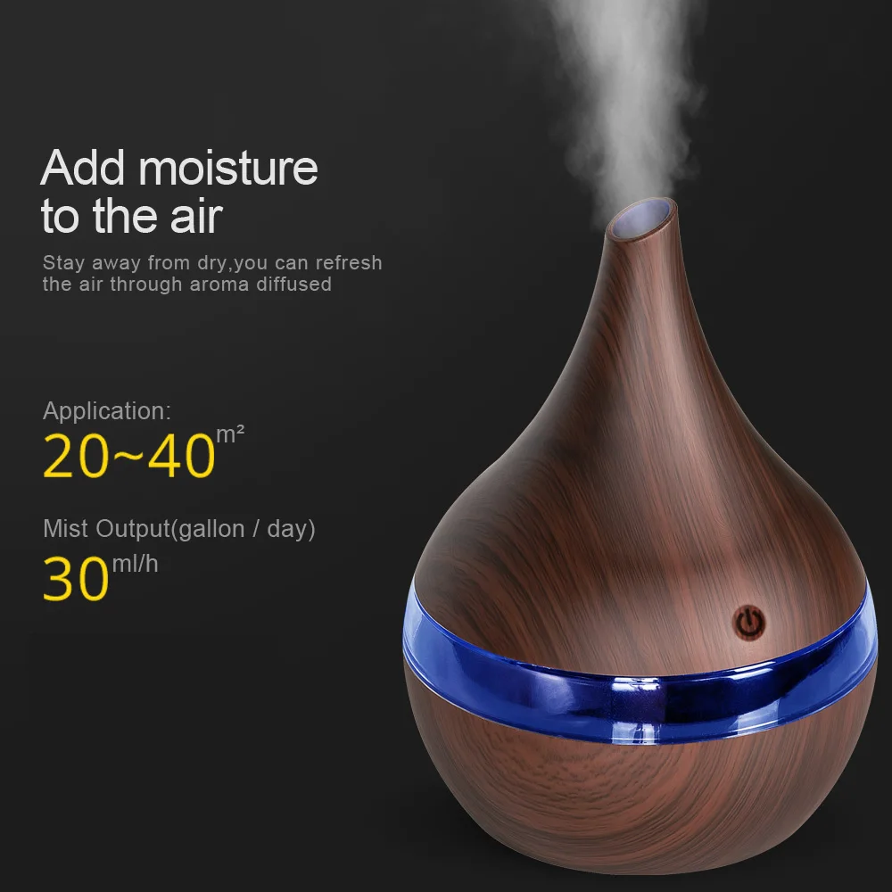 2Pcs/Lot 300ml USB Wood Grain Ultrasonic Air Humidifier Electric Aroma Air Diffuser Essential Oil Aromatherapy Cool Mist Maker