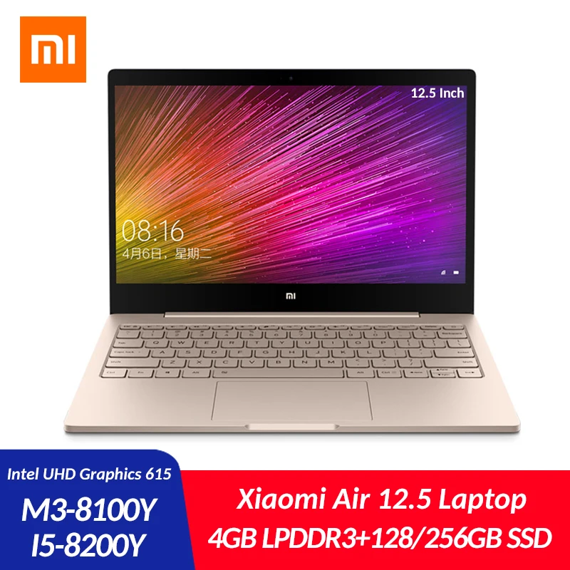 Ноутбук Xiaomi Mi Air 12 5 &quot оригинальный тонкий ПК Intel Core M3-8100Y / i5-8200Y 4 Гб LPDDR3 128 ГБ/256 SSD