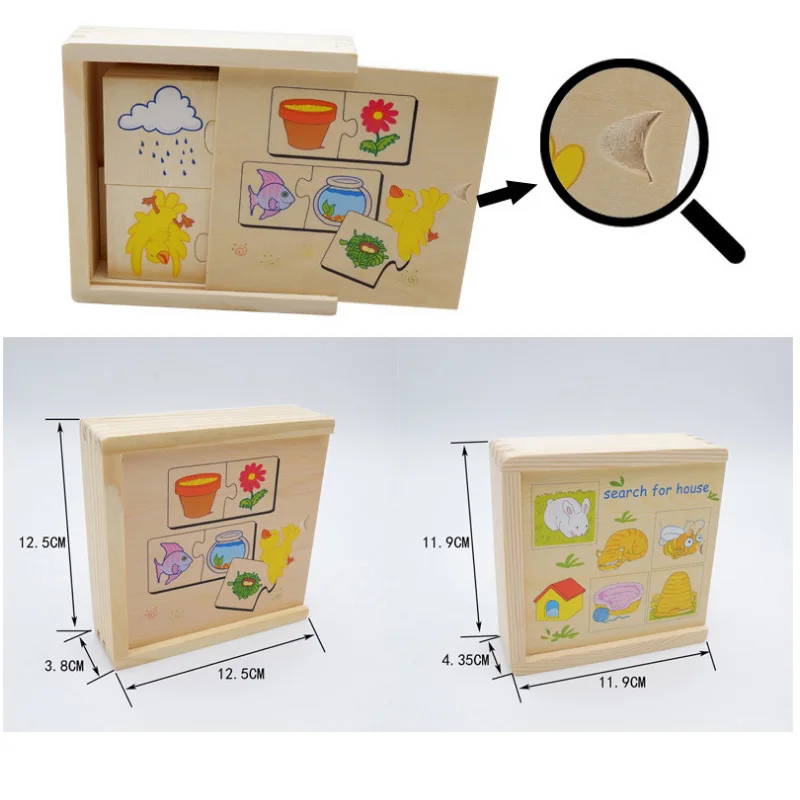 New New 4 Styles Wooden Puzzle Toys Children 3D Puzzle Figure/Animals/Food Mtachin Toy Drawing Board Learning Wood Toys D125
