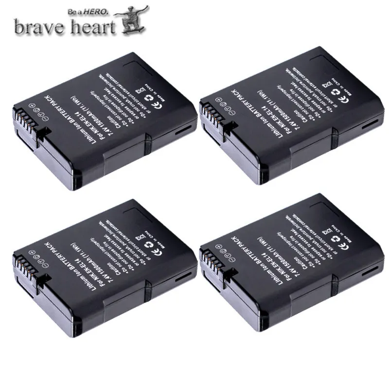 4battery 4xbateria EN-EL14 RU EL14 RU EL14a Батарея упаковке с открытыми порами+ двойной Зарядное устройство для Nikon D3100 D3200 D5100 D5200 DF P7000 P7100 P7200 P7700 P7800 - Цвет: 4battery