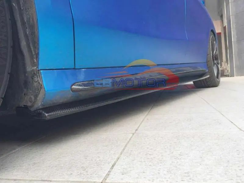 Реальные углеродного волокна боковые юбки 1 пара для Benz W117 CLA250 Amg Pakage CLA45 2014UP M072
