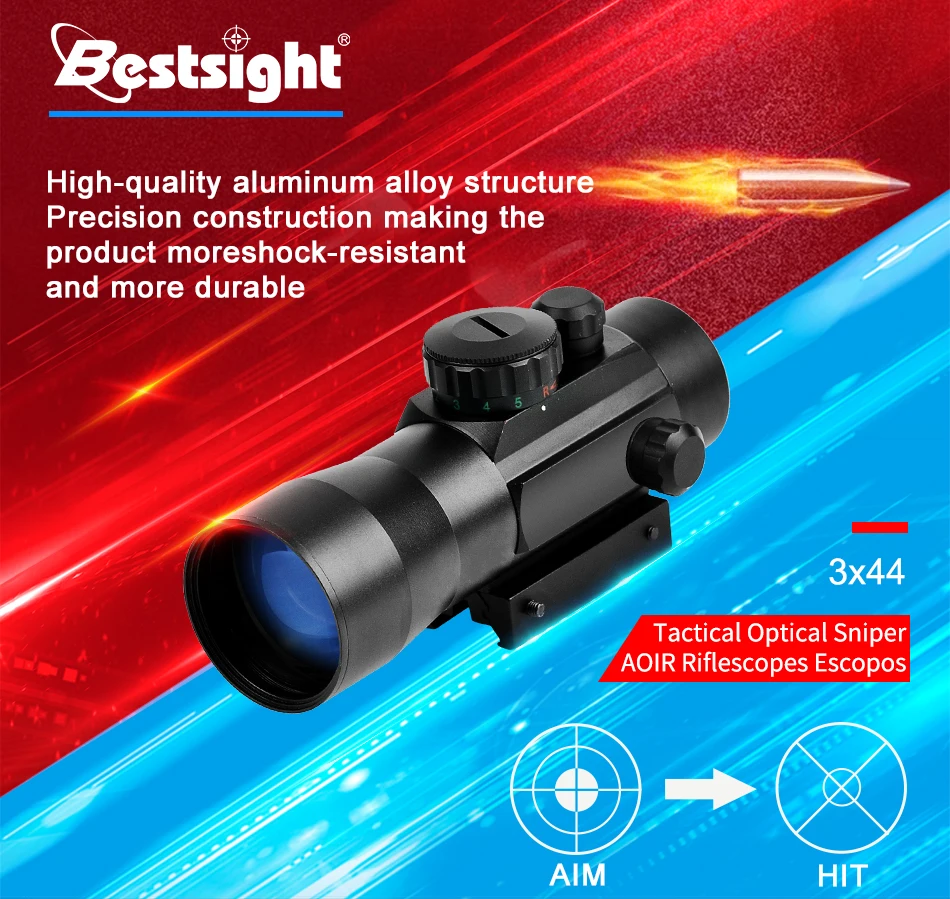 Bestsight 3x44 зеленый красный точечный прицел тактический оптика подходят 11/20 мм рельс прицелы для охоты