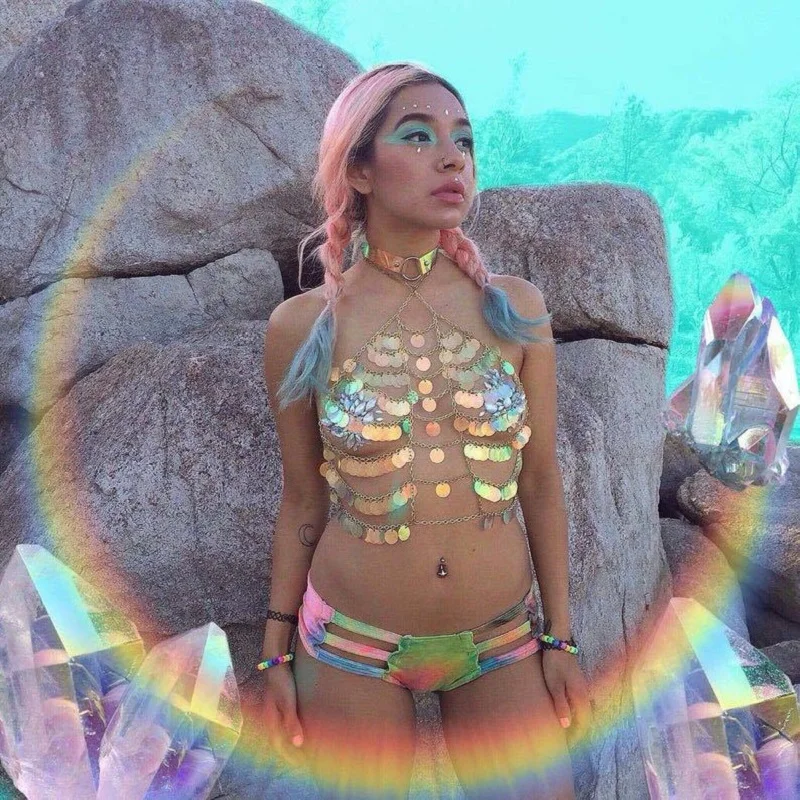 Boho Sequins Body Chains Top Beach Bikini Chain Bra Fashion Harness Charm Body Accessories Jewelry for Women and Girls