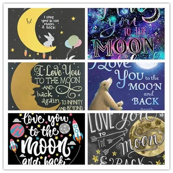 

diy Diamond Embroidered Full Square&Round Drill I love you to the moon and back 5d Diamond Painting Cross Stitch Soccer