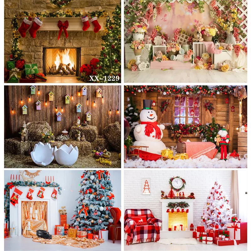 

ZHISUXI Christmas Photography Background Snowman Christmas tree Backdrops For Photo Studio Props 211001 YXX-95