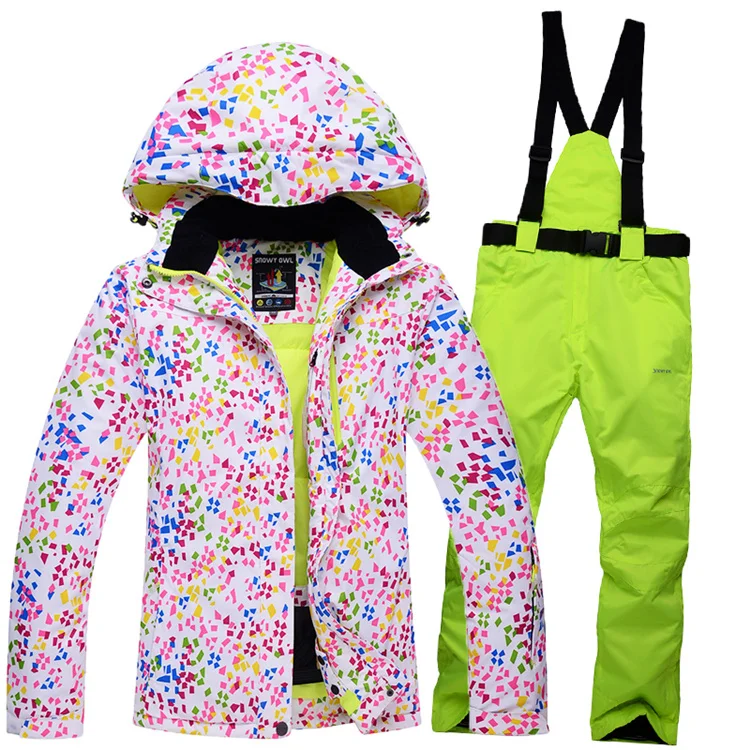 Новая Толстая теплая Женская лыжная куртка для сноуборда, комплект со штанами, водонепроницаемый ветрозащитный женский лыжный костюм, зимние костюмы, уличная одежда