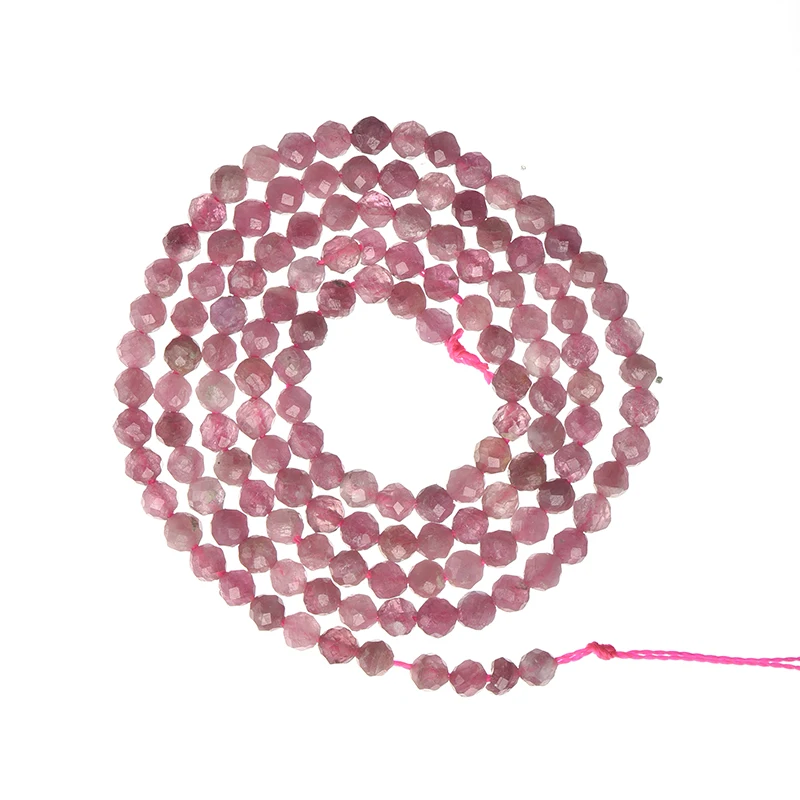 Бусина из натурального розового турмалина с гранями круглые бусины-разделители