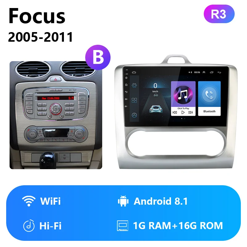 " 2 Din 4G чистая wifi Автомагнитола для Ford Focus Exi MT AT 2005-2011 RDS DSP мультимедийный плеер Android 8,1 gps навигация HiFi - Цвет: WiFi HiFi