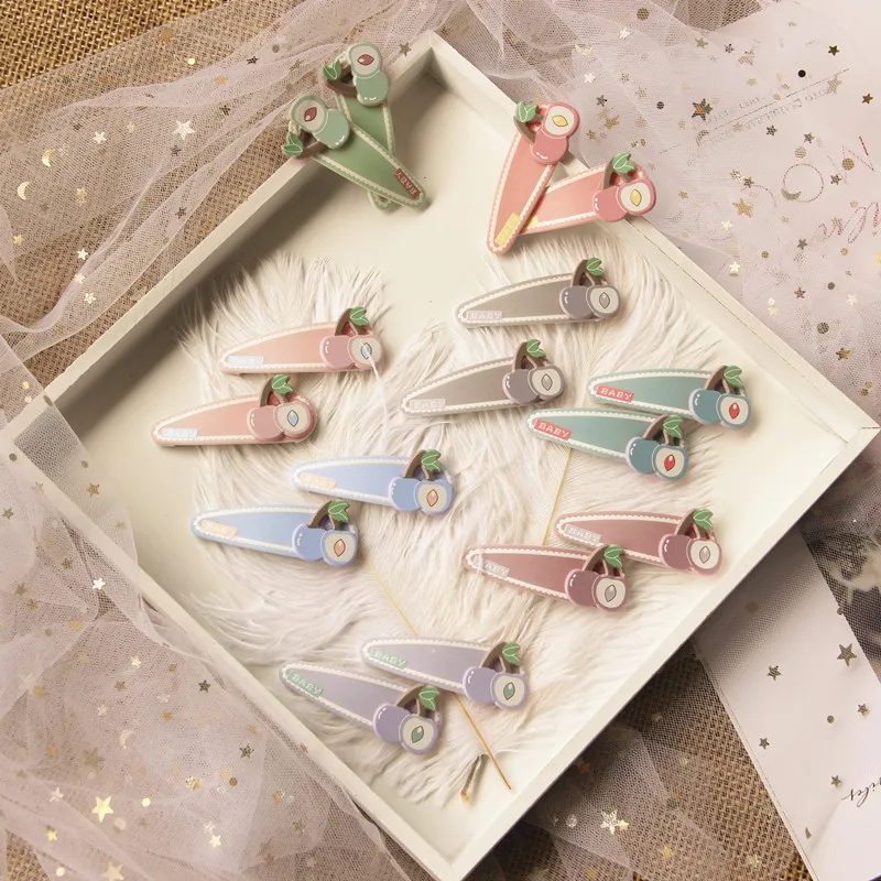 

2 Pcs/Set Girls Cute Cartoon Animals Fruit 5 cm Hairpins Children Lovely Hair Clips Cherry Headband Kids Hair Accessories