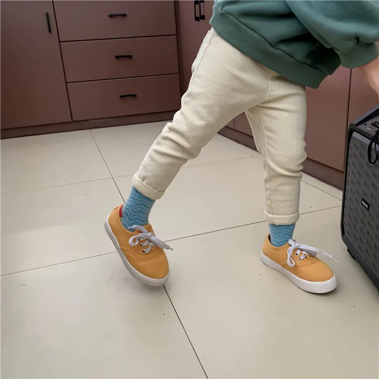 Autumn Winter Korean style all-match solid color fleece skinny pants 2019 boys girls trousers |