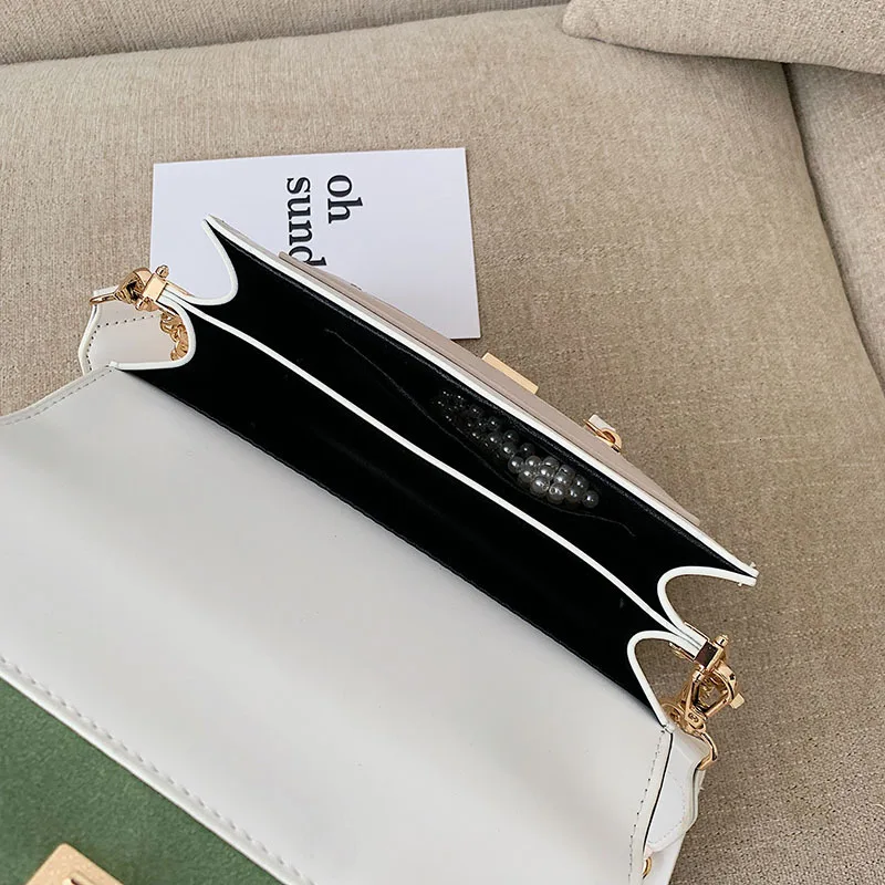 LUCDO New Wide Strap Shoulder Square Sling Bag Scrub Leather Contrast Color Crossbody Bags For Women Handbags Cross Body