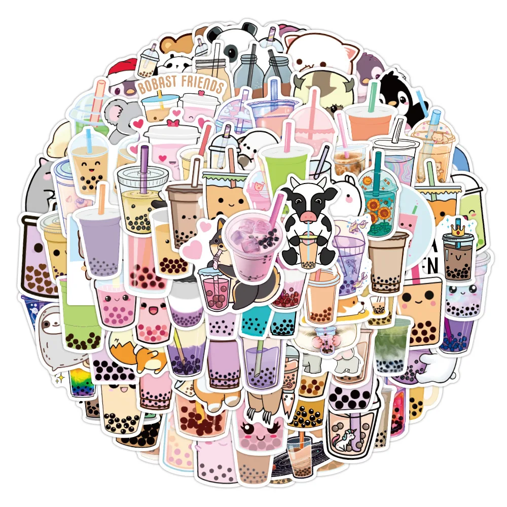 100 pièces d'autocollants bubble tea, papier auto-adhésif imperméable et  mignon, autocollants d'animaux de bande dessinée, utilisés dans les albums,  cahiers, agendas, artisanat de bricolage : : Cuisine et Maison