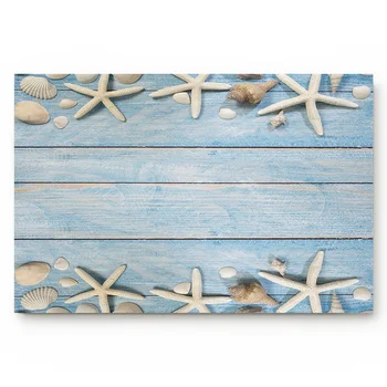

Beach Starfish Blue Wooden Texture Background Non-slip door mat bathroom accessories living room kitchen door mat
