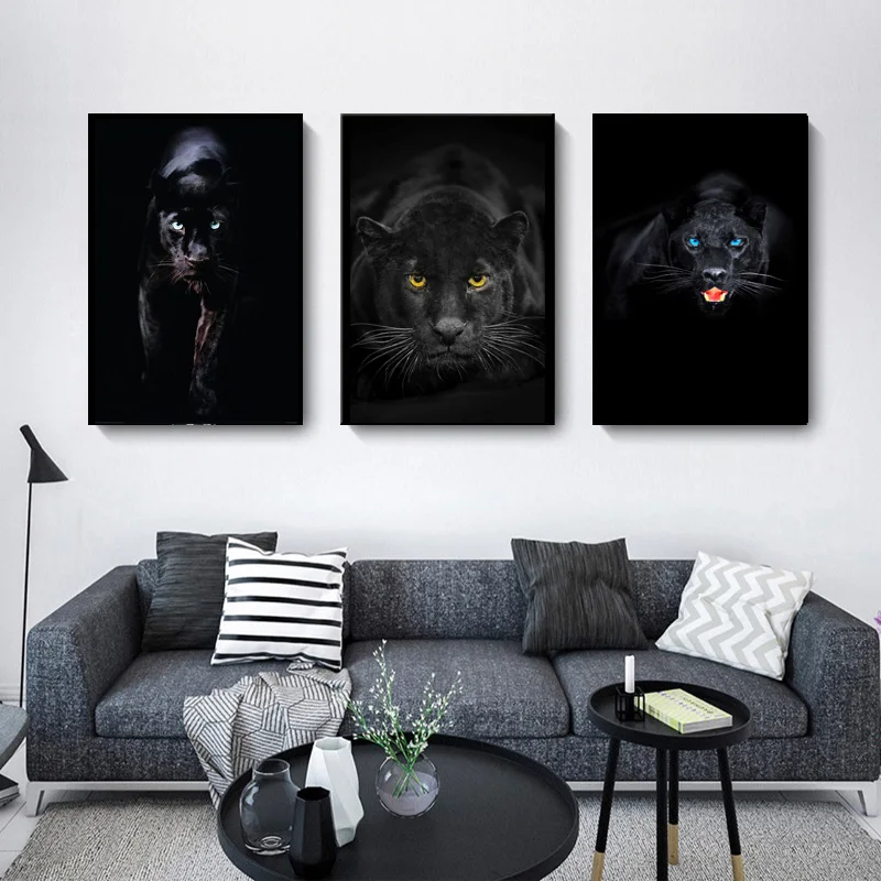 

Animals Black Leopard Panther Art Canvas Painting Wall Nordic Picture for Living Room Wall Art Posters Prints Home Cuadros Decor