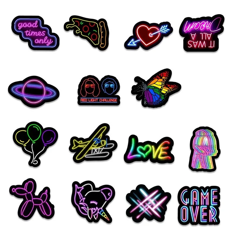 50 Pcs Reflective Stickers Glow In The Dark Wall Fashion Funny Luggage Mobile Phone Computer Notebook Decals Decorative luminous wall stickers fluorescent stickers