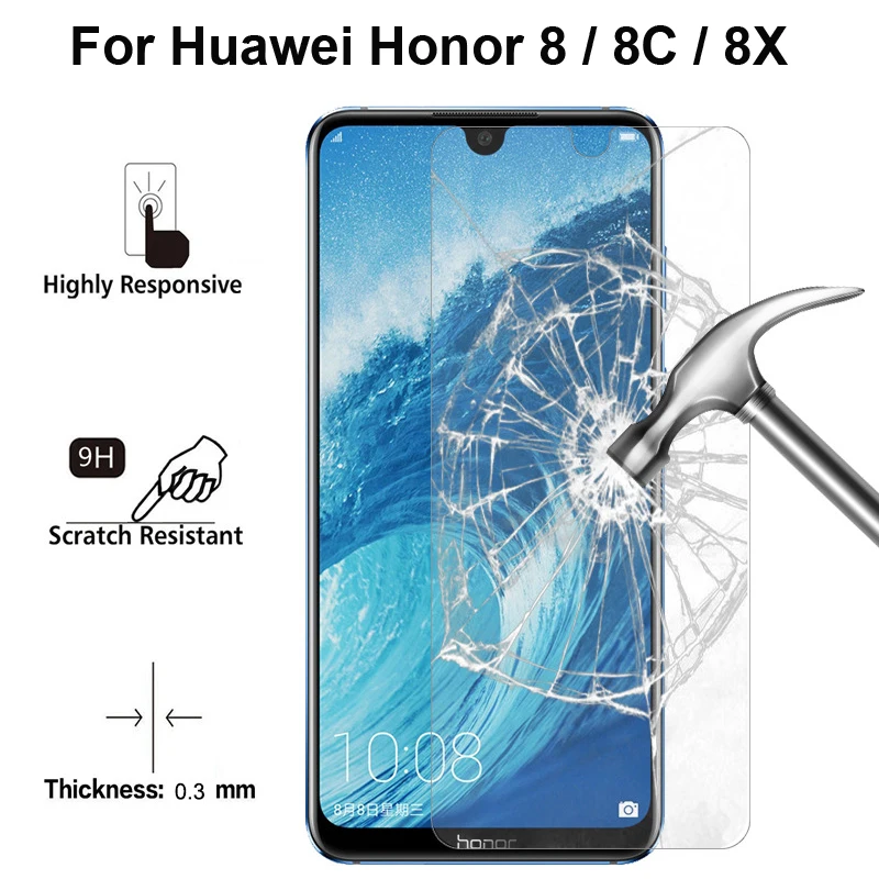 

2PCS Glass Huawei Honor 8C Screen Protector Tempered Glass For Huawei Honor 8X Glass For Honor 8 Honor 8X 8 X Protective Film