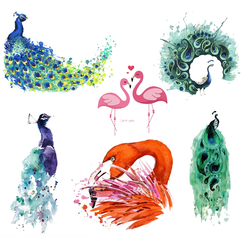 Живописи тушью животных &quotпавлин&quot для переноса утюгом полосатые наклейки на