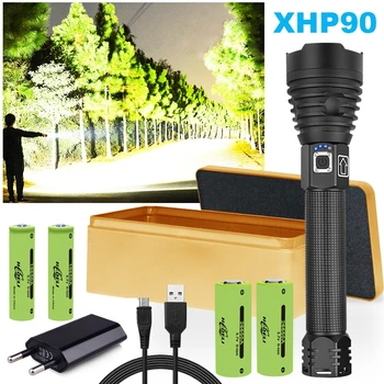 

XHP70 LED Most Powerful Hunting Flashlight Tactical Torch XHP90 XHP50 USB 18650 or 26650 Rechargeable Waterproof Zoom Hand Lamp