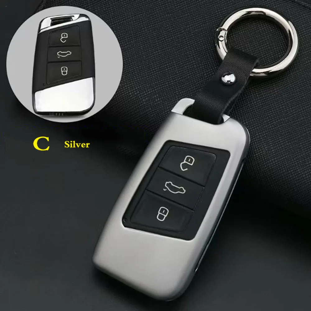 For VW Passat CC Jetta MK5 MK6 Golf 6 7 polo Touareg Tiguan Sharan Scirocco EOS Sagitar Lang Yi Bora Lingdu car Key Cover case - Название цвета: C Silver