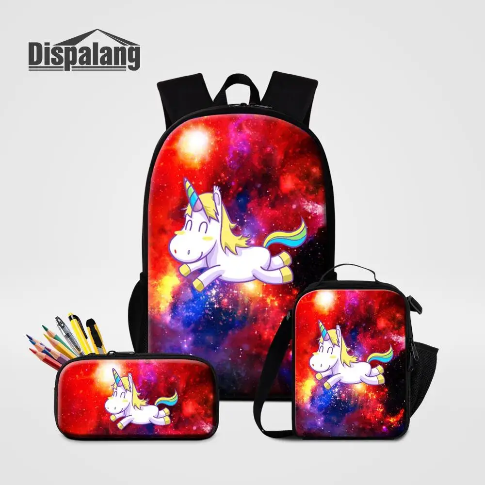 3 PCS Set28 Алмазов Единорог узор рюкзак для школьников 3 шт./компл. рюкзак Pencilbox Ланч-бокс для детей школьного возраста пользовательские школьный рюкзак Sac A Dos - Цвет: 3 PCS Set28