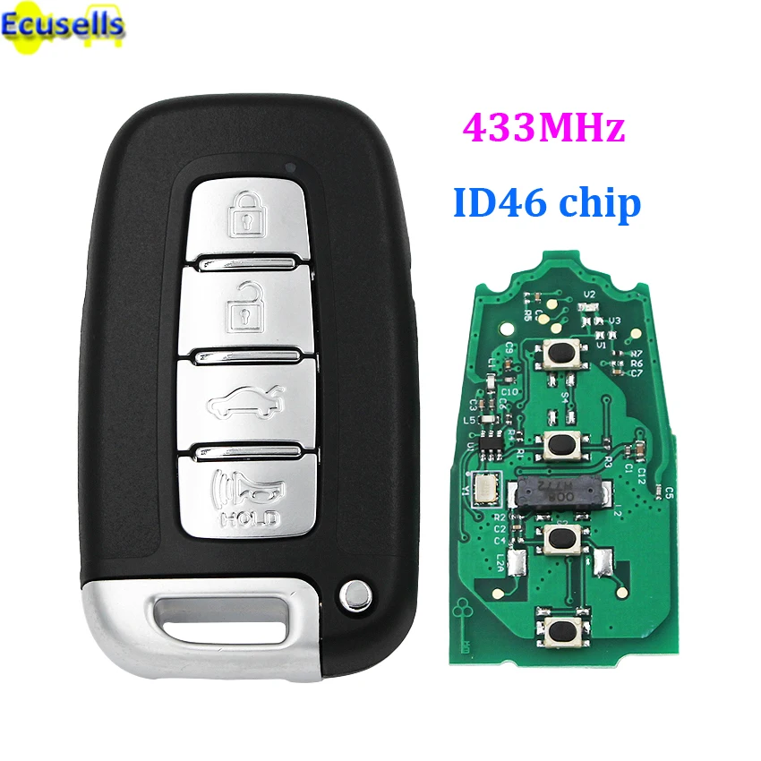 4 Buttons 433mhz Smart Remote Key Keyless Fob For Hyundai Ix35 Ix45