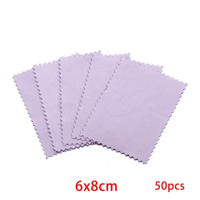 10-50pcs Polish Polishing Cloth Silver Color Cleaning  Polishing Cloth Soft Clean Wipe Wiping Cloth For Silver Gold Jewelry Tool Purple 6x8 50Pcs