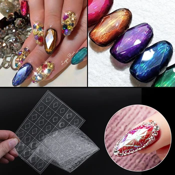 

1 sheet 3D Gem Decoration Nail Art Sticker Rhombus Decal Transparent Polish Adhesive Slider Nail Art Decoration Tool DIY