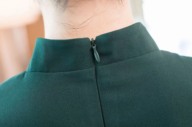 Vestidos Feminino ; осеннее элегантное платье 50-х 60-х платье Для женщин изысканная вышивка с длинным рукавом до середины икры Длина Винтаж зеленое платье