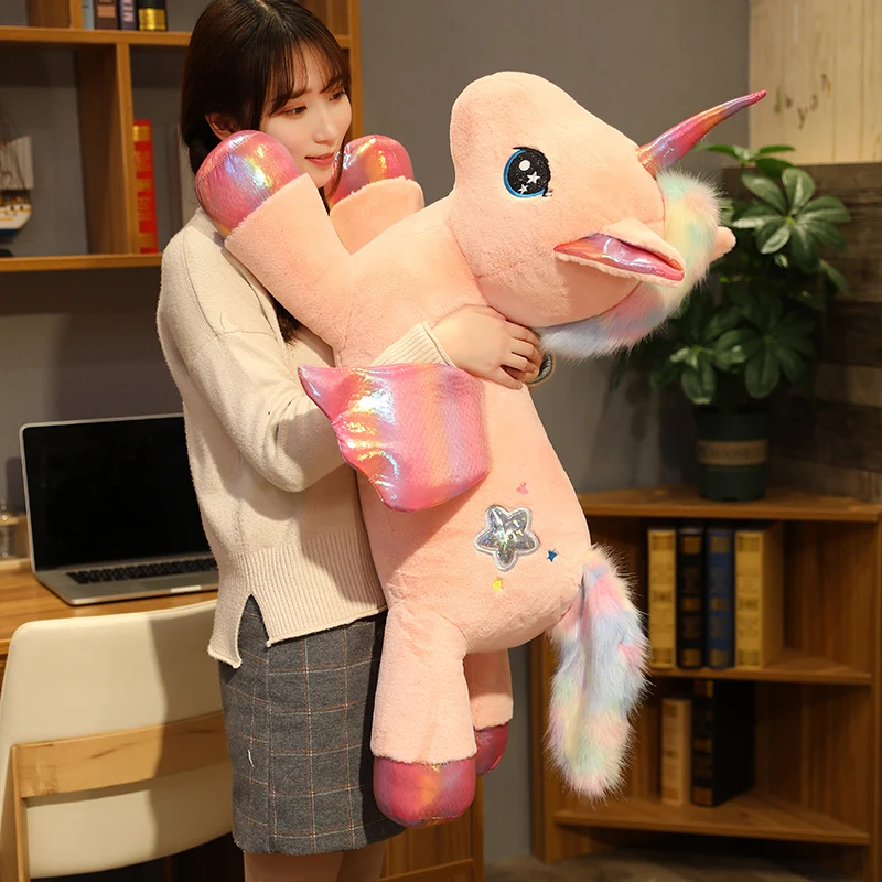 

Huggable Huge Rainbow Unicorn Plush Toy Stuffed Dolls Flying Horse Toy For Children Girl Soft Pillow Home Decor Birthday Gifts