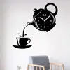 3D Wall Clock Wall Stickers Acrylic Coffee Cup Teapot Self Adhesive Mirror DIY Wall Clock Kitchen Home Living Room Decorative ► Photo 2/6