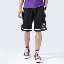 Pantalones cortos de baloncesto para hombre, pantalón de chándal de algodón, holgado, de cinco puntos, para correr, entrenamiento Fitness, color negro