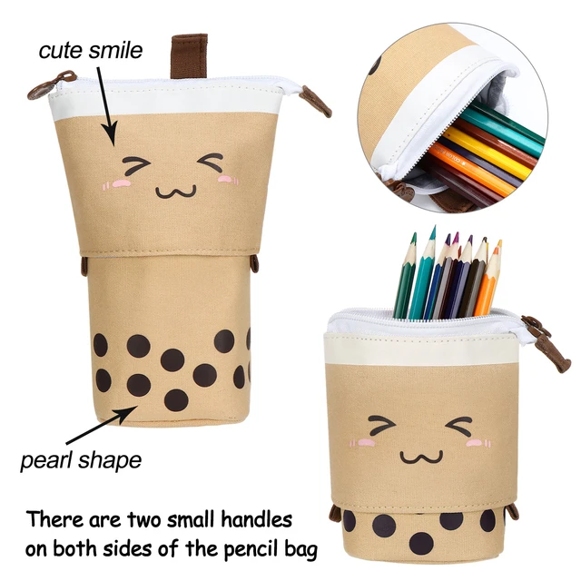 Tea Pen Pencil Telescopic Holder, Boba Milk Tea Pencil Case