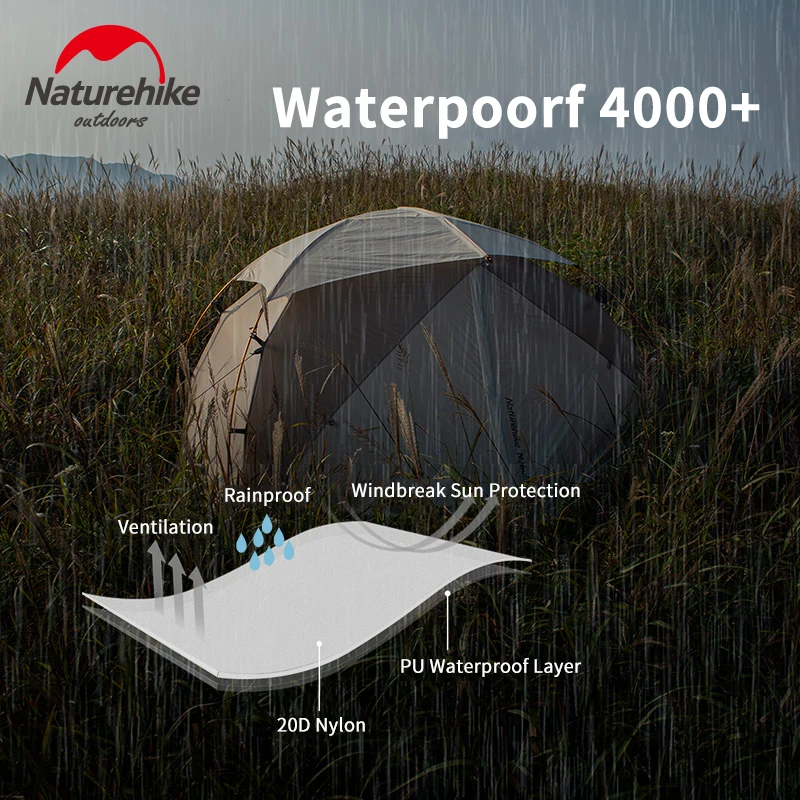US $168.00 Naturehike Nebula Ultralight Camping Tent 12 Persons 20D Nylon Snowproof Top Tent Waterproof Outdoor X structure Camping Tent