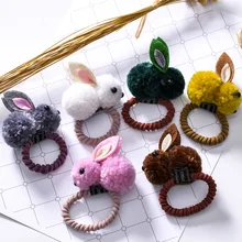 Детская меховая лента для волос в виде кролика из Южной Кореи; Плюшевые заколки для девочек; милая мультяшная повязка для завязывания волос; лента для волос; доступ для волос