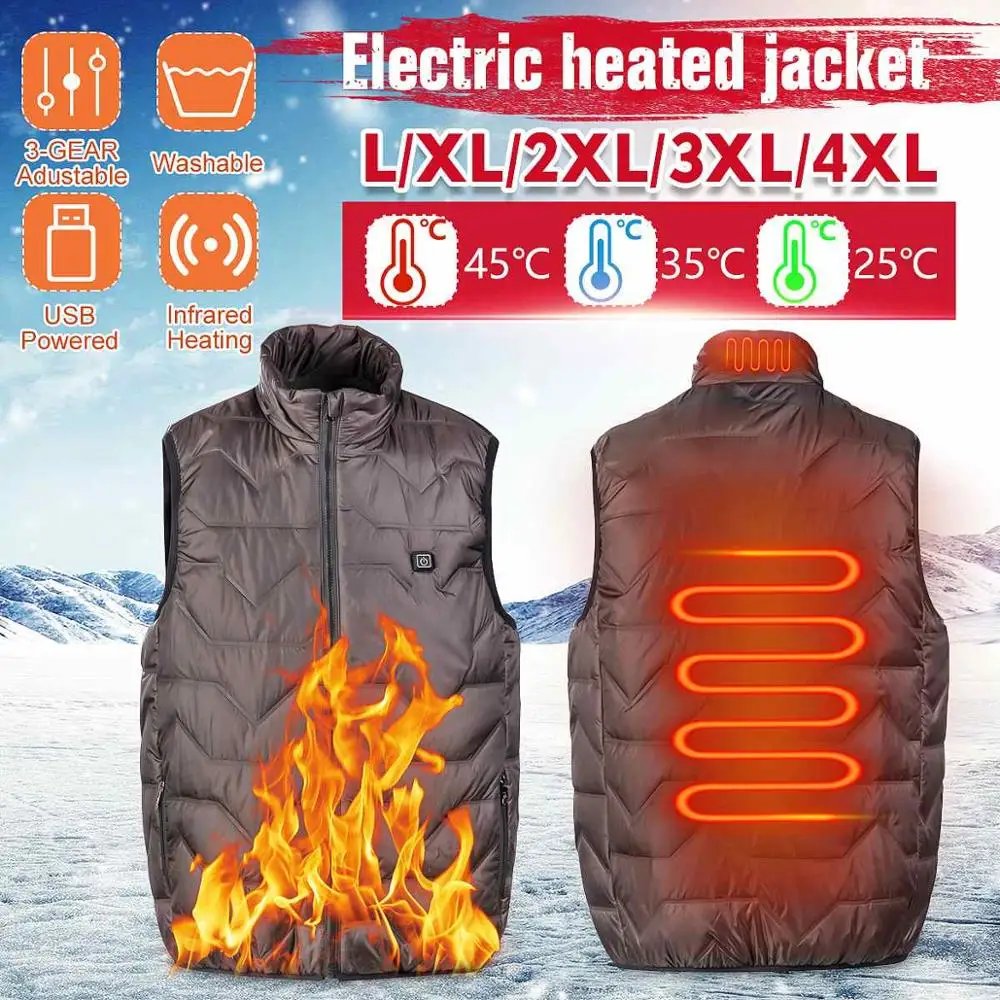

2020 Men USB Charging Warm Clothing For Sports Winter Heated Jacket Suit Electric Vest Smart Heating Vest Warm Clothing Jacket