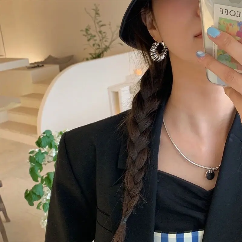 Chunky Hoop Earrings for Women Twisted Spiral Helix Line Wrap Thick Gold Hoops Trendy Jewelry Light Weight