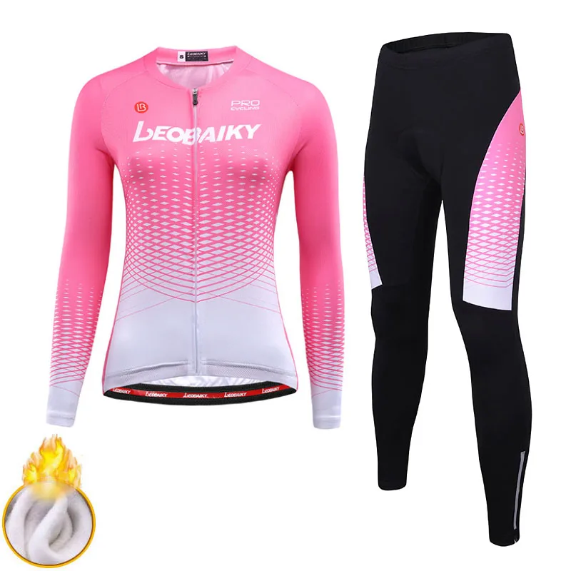 

Winter Thermal Fleece Cycling Jersey Sets Breathable Ropa Ciclismo Women Long Sleeve Mtb Bike Clothes Outdoor Sports Wear Suits