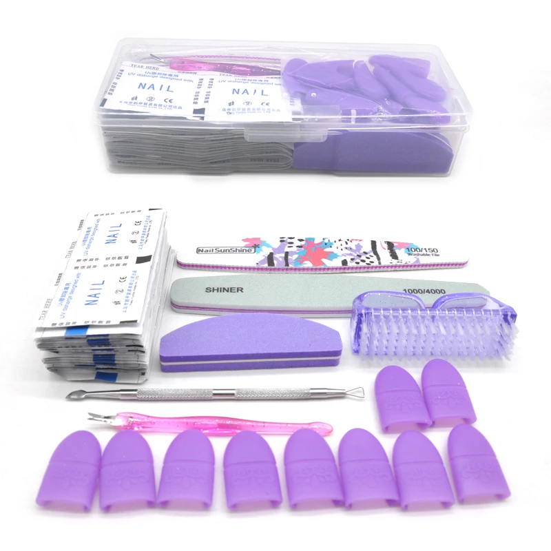 1 Set Manicure Nail Art Tools UV Gel Polish Remover Lint-Free Wipes Napkins Clip Caps Cuticle Pusher Files Kit VIP Box | Красота и