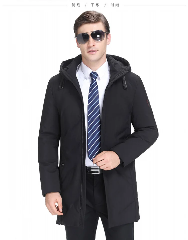 New Style High-End down Jacket Men's Casual Middle-aged Men Mid-length down Jacket Hooded MEN'S Coat