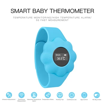 

Baby Infrared Thermometer for Forehead&Wrist APP Auto Continuously Measuring Fever Alarm Function Digital Wristband Thermometer